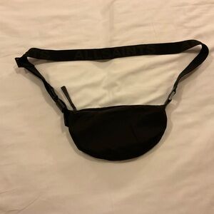 All Saints Black Belt Bag Cross Body Leather Accents Unisex